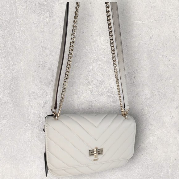 DKNY Ivory Quilted Veronica Shoulder Bag with Turn Lock - NWT - Picture 7 of 7